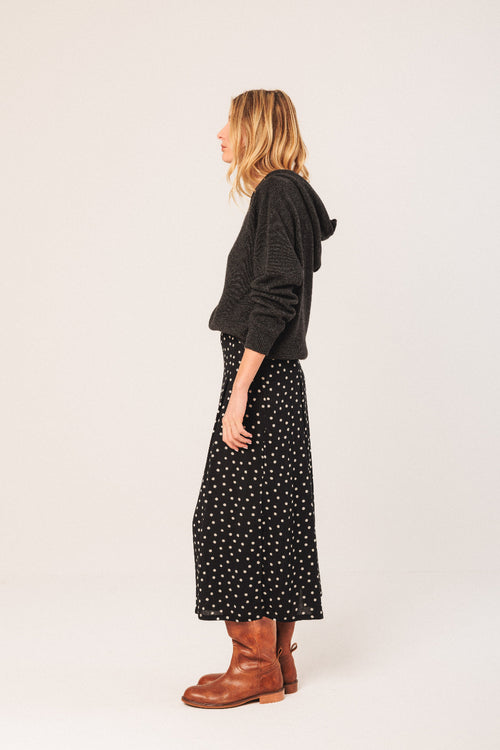 Evase Midi Skirt Black Dots
