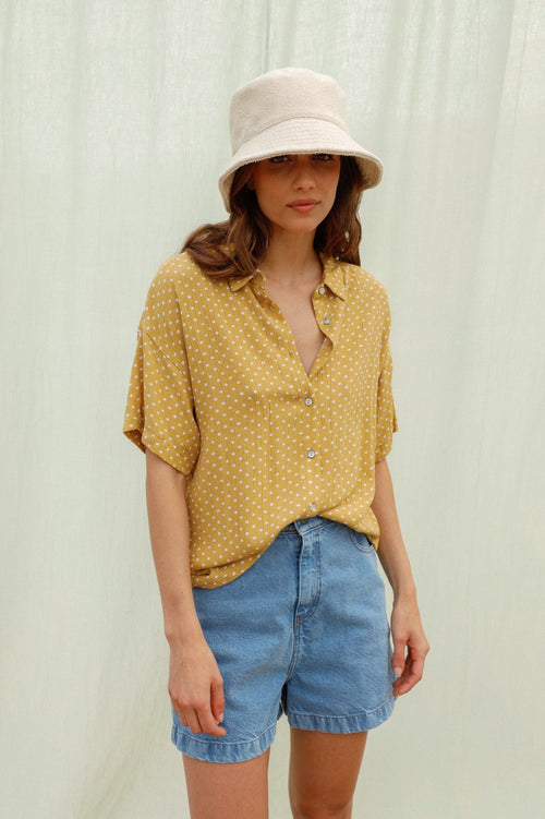 Mia Polka Dot Shirt Mustard