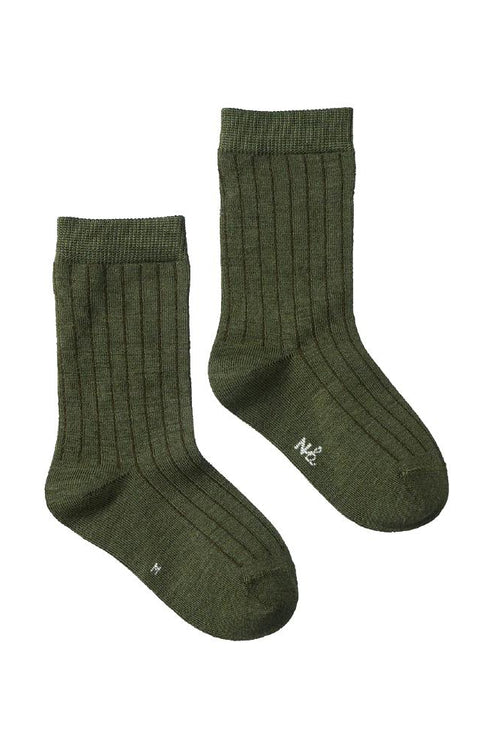 Organic Wool Rib Socks Thyme