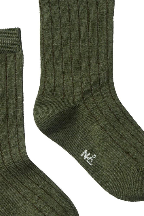 Organic Wool Rib Socks Thyme