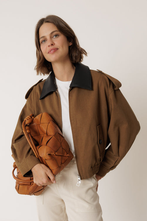 Lyocell Bomber Jacket Brown