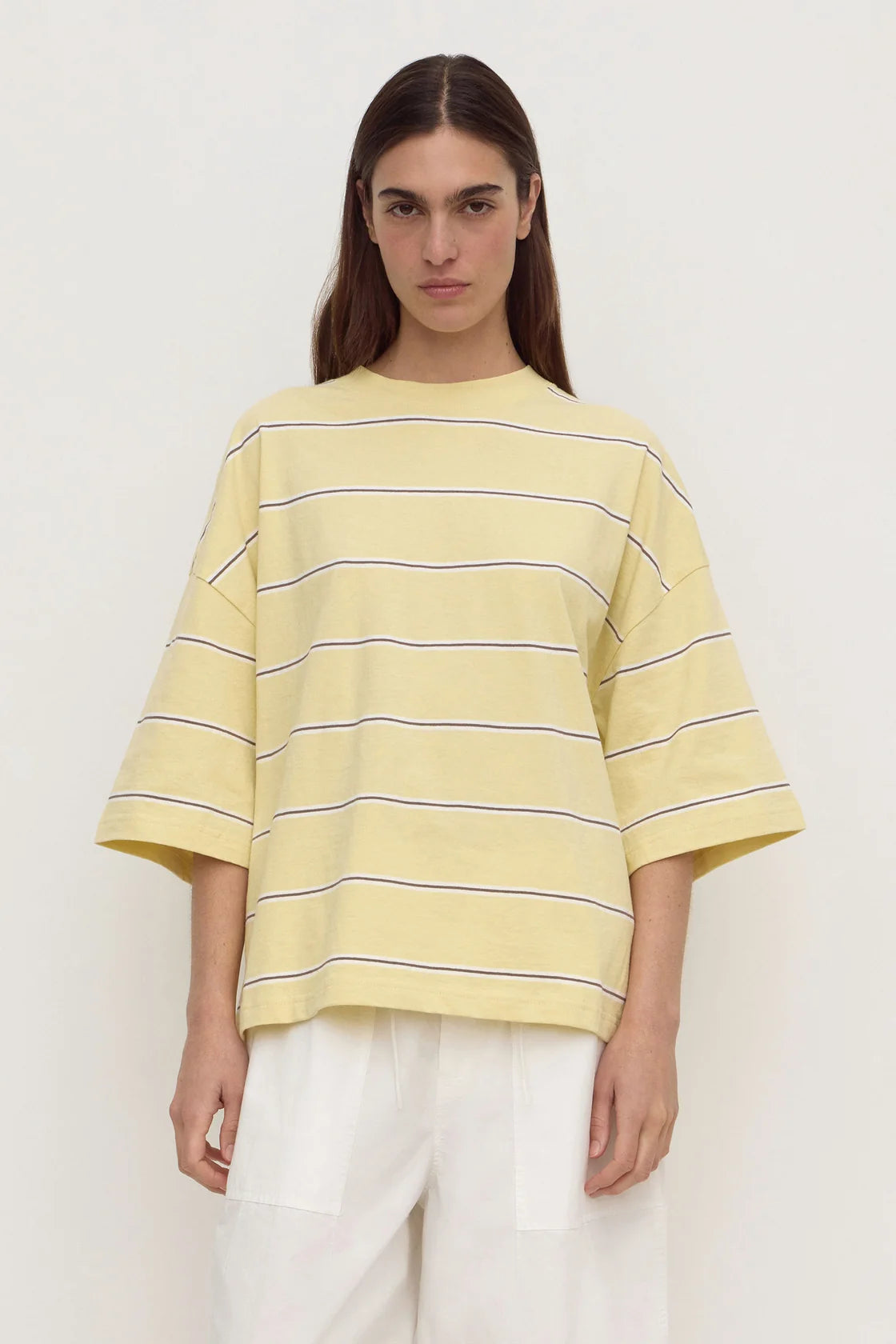 Nora Stripe Oversized Tee Lemon