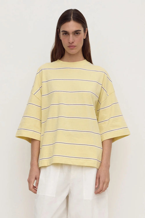 Nora Stripe Oversized Tee Lemon
