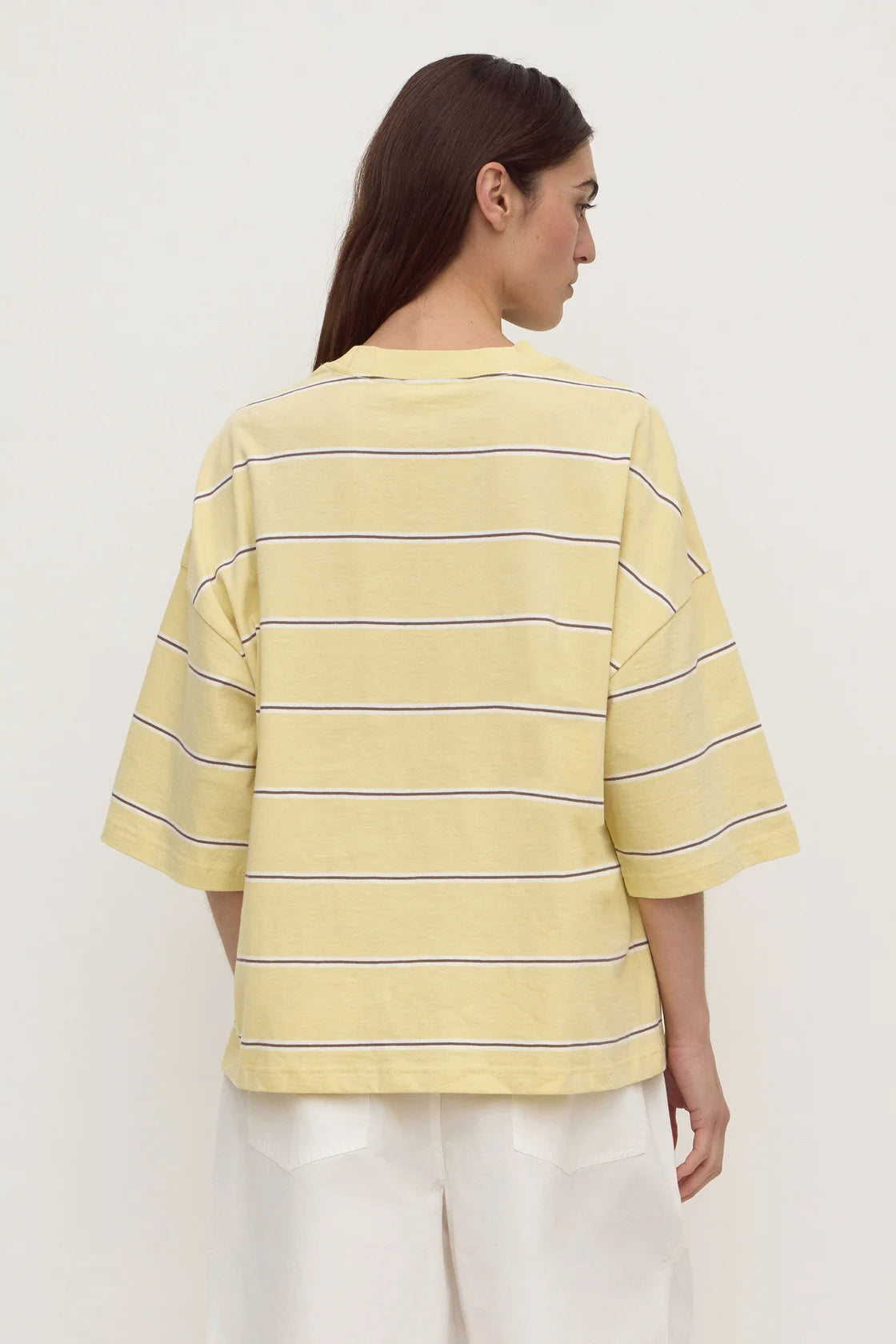 Nora Stripe Oversized Tee Lemon