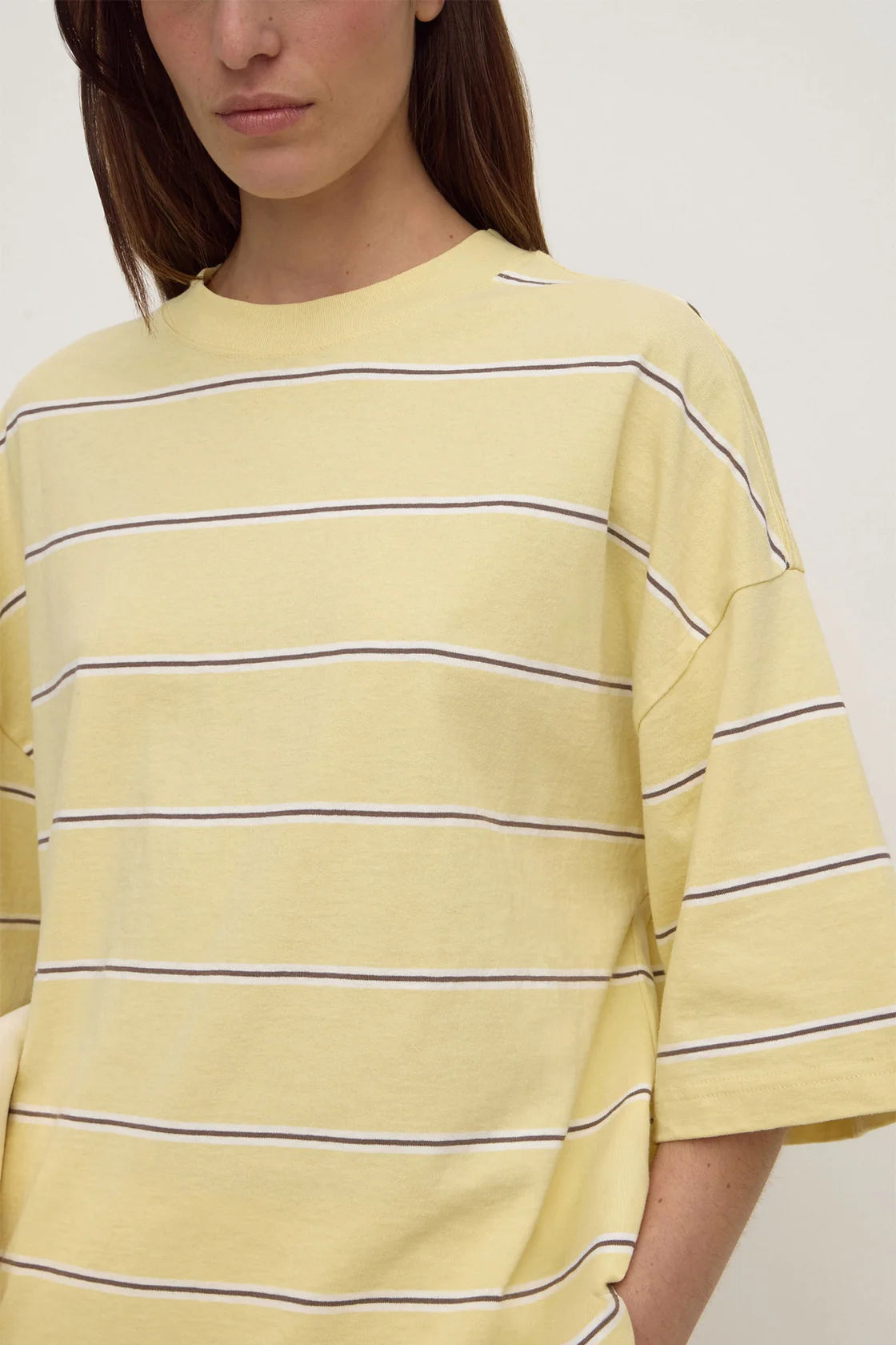 Nora Stripe Oversized Tee Lemon