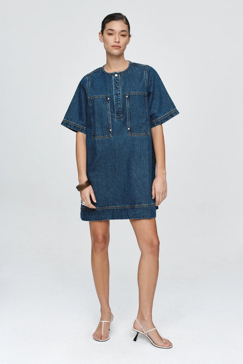 Patch Pocket Dress Classic Blue