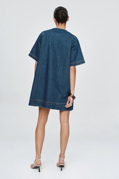 Patch Pocket Dress Classic Blue