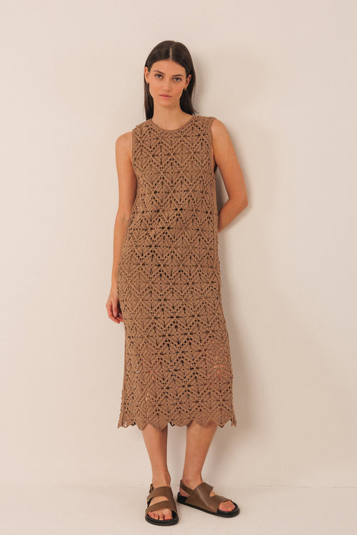 Crochet Midi Dress Mole