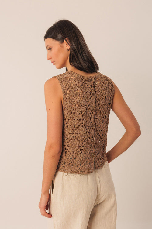 Button Up Crochet Top Mole