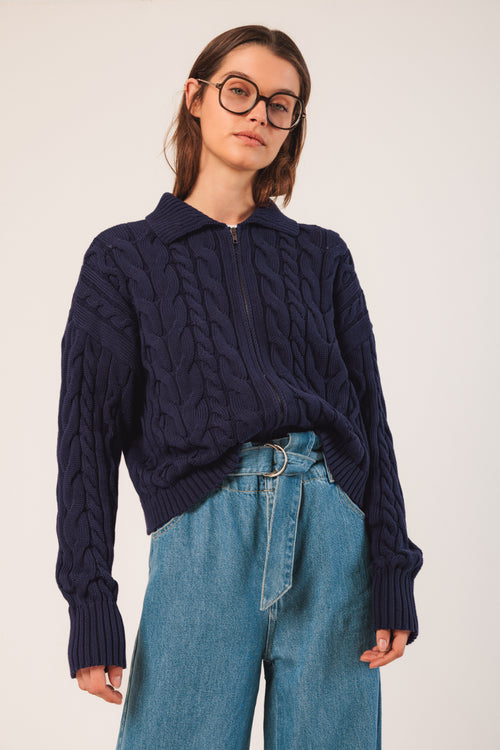 Cotton Cable Knit Marine