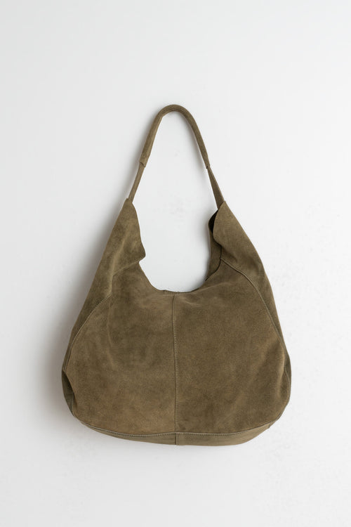 Suede Slouch Bag Khaki