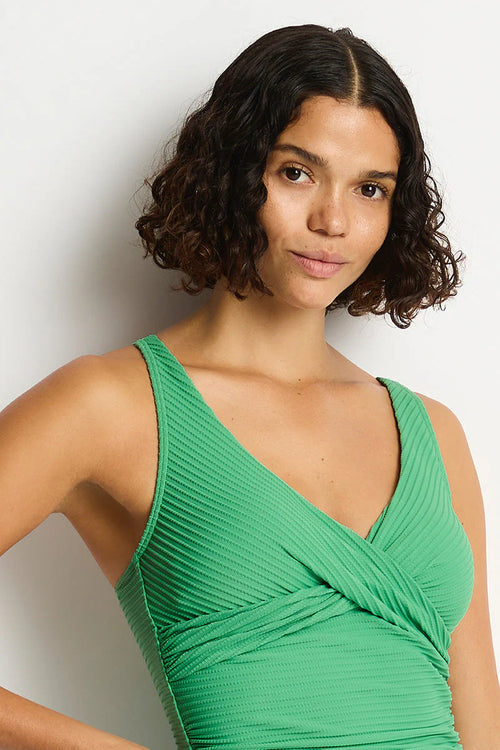 Spinnaker Cross Front Singlet Top Moss
