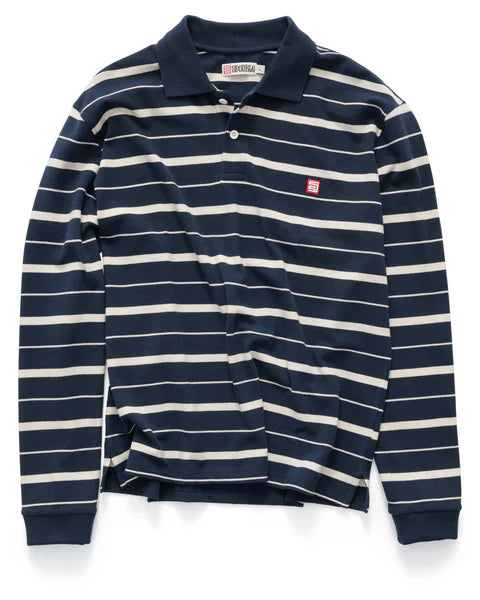 Stripe LS Polo Navy Natural