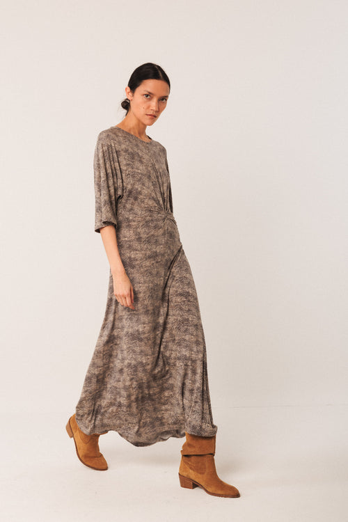 Netting Print Dress Coal