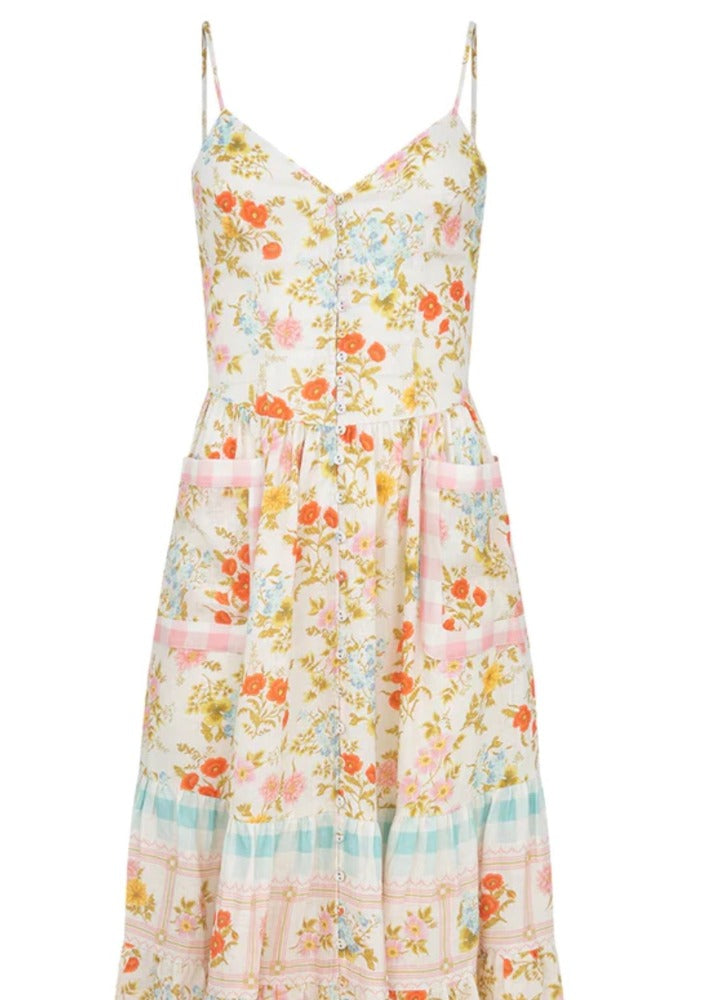 Flora Linen Midi Dress Pastel