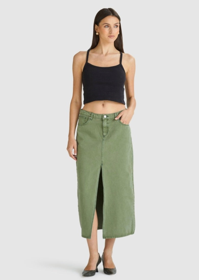 99Low Maxi Skirt Faded Army