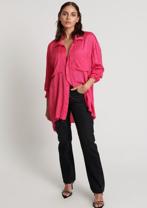 Jacquard Longline Shirt Shoking Pink