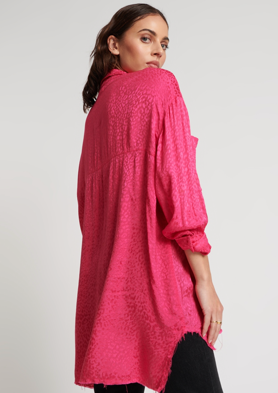Jacquard Longline Shirt Shoking Pink