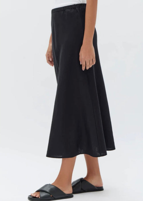 Assembly Label Stella Linen Bias Skirt Black