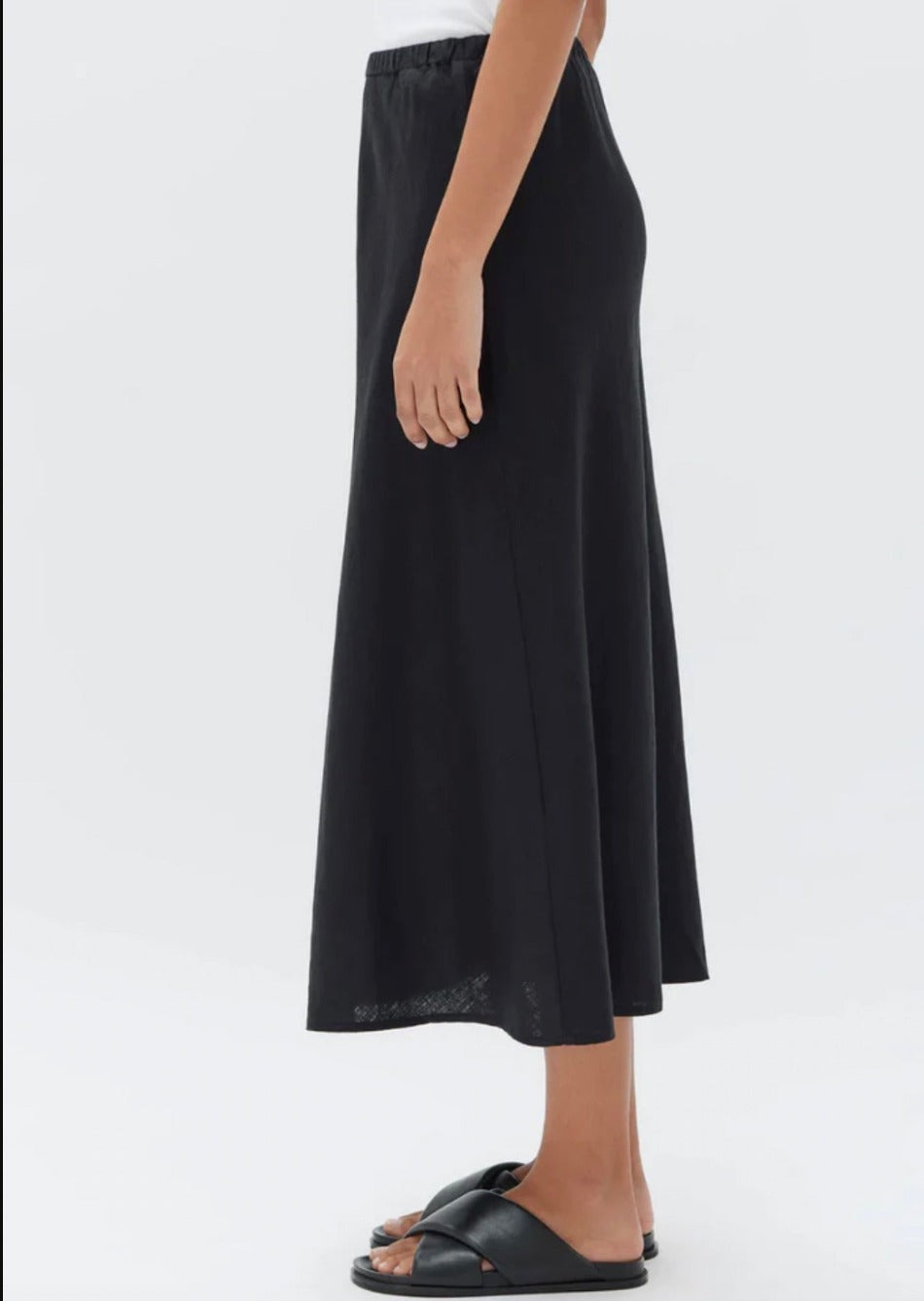 Assembly Label Stella Linen Bias Skirt Black
