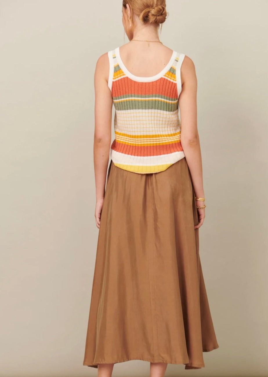 Cupro Drawcord Skirt Khaki / Bronze
