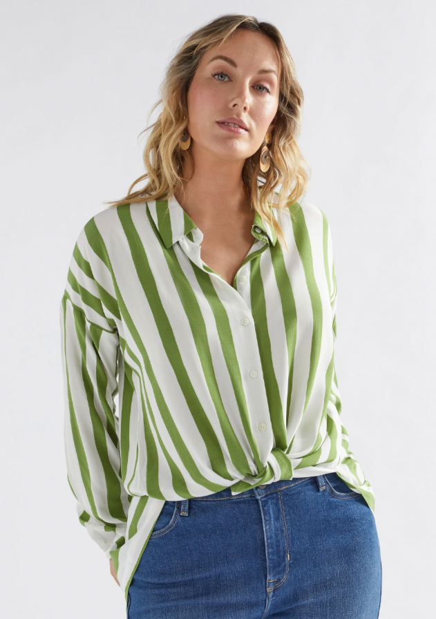 Tilbe Shirt Green White Stripe