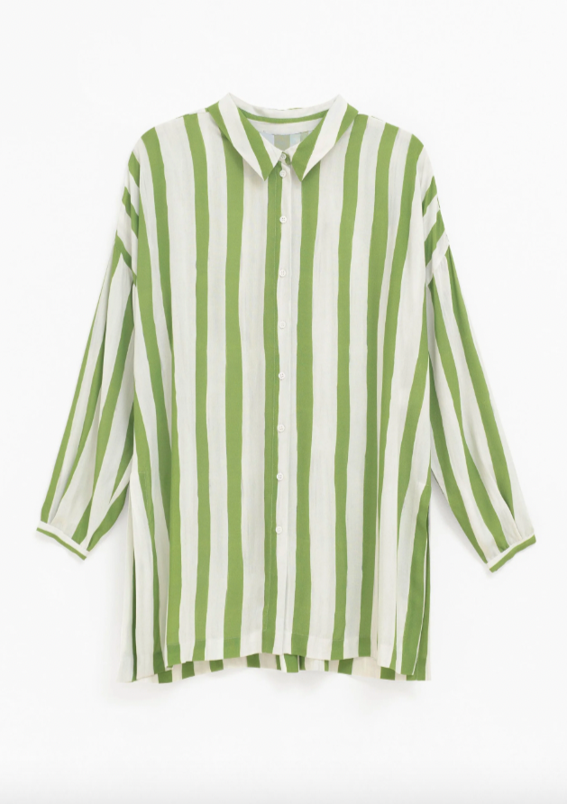Tilbe Shirt Green White Stripe