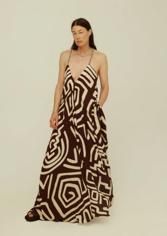 Seraphina Print Dress Cocoa Pandanus