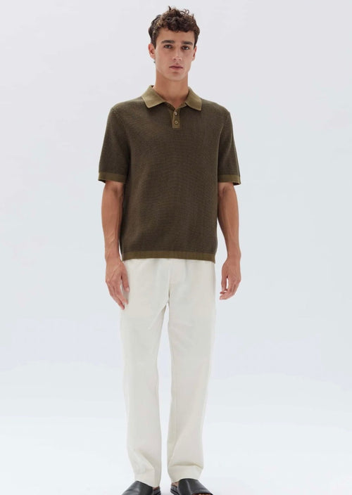 Lorne Knit SS Polo Pea/Olive