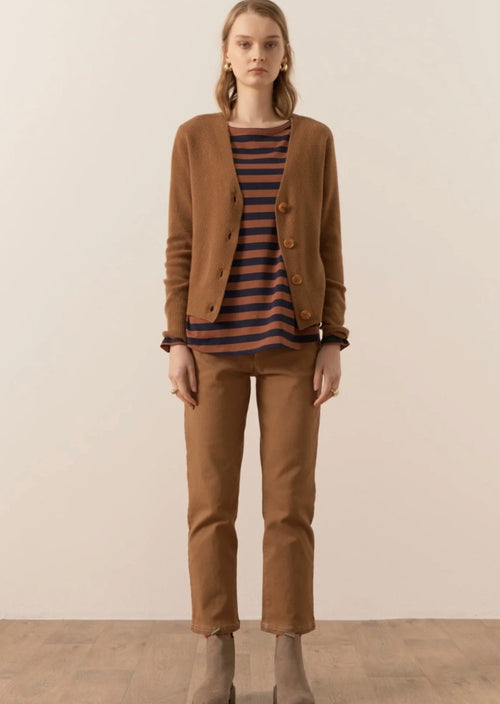 Willow Cashmere V Neck Cardigan Toffee
