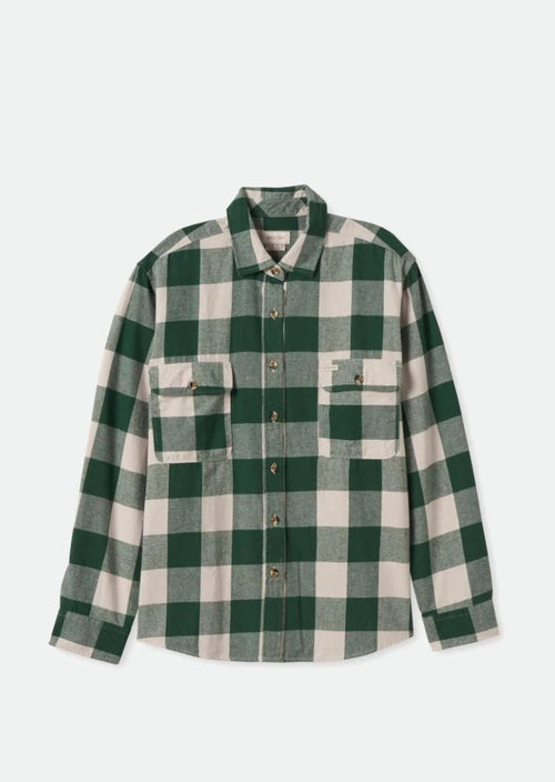 Bowery BF L/S Flannel Pine Needle/ Beige