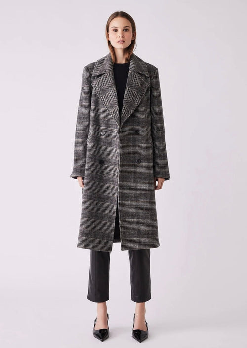 Lyon Coat Grey/ Brown Check