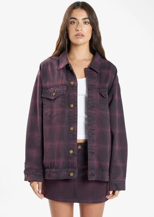 Morgan Barrio Check Jacket Deep Plum