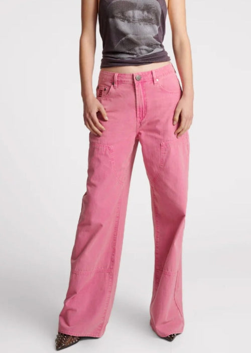 One Teaspoon Canvas Jackson Pants Pink Flame