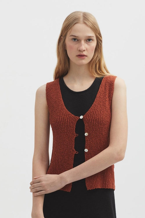 V-neck Vest Rust