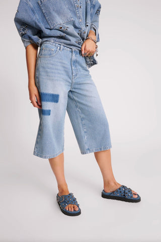 Denim Column Skirt Used Blue