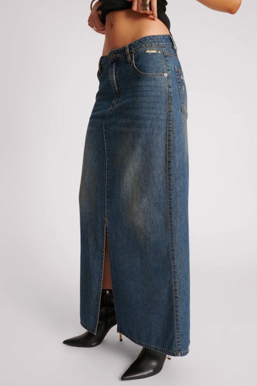 Denim Column Skirt Used Blue