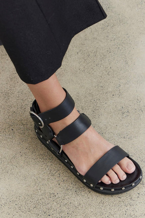 Studded Sandal Black Silver