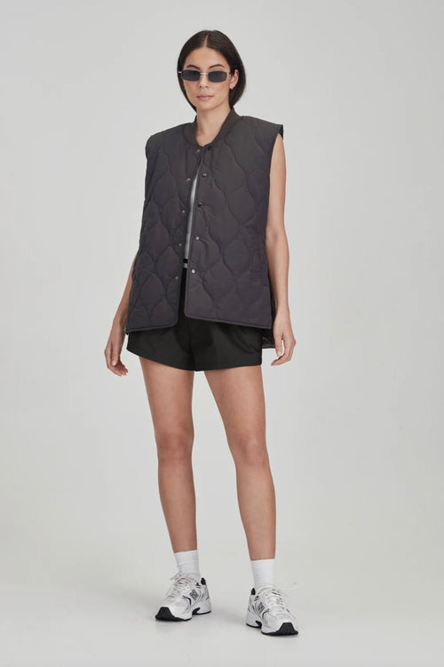 Womens Quilted Vest Charcoal