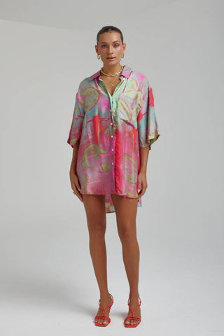 Neuw Sheer Resort SS Shirt Cornflower