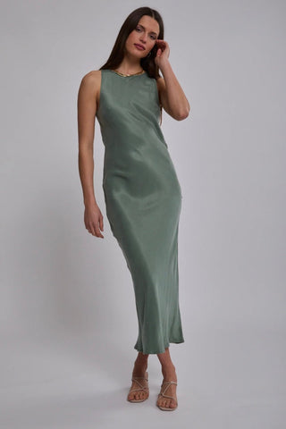 Roberta Dress 100 % Silk Olive