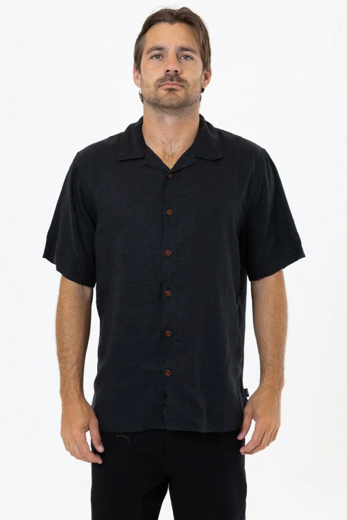 Hemp Minimal Thrills Bowling Shirt Black