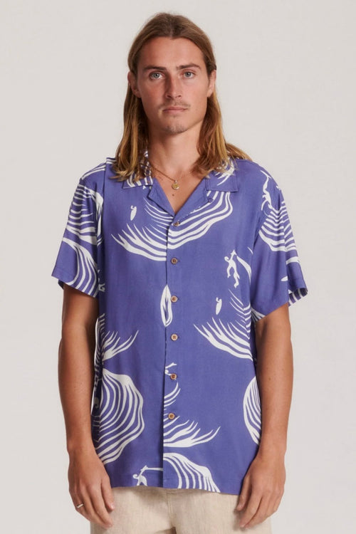 Wave Garden SS Shirt Navy