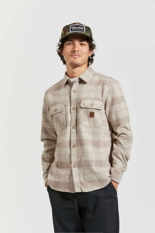 Bowery Heavy Weight L/S Flannel Off White/ Cinder Grey