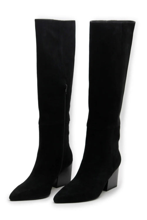 Leone Knee High Boot Black Suede