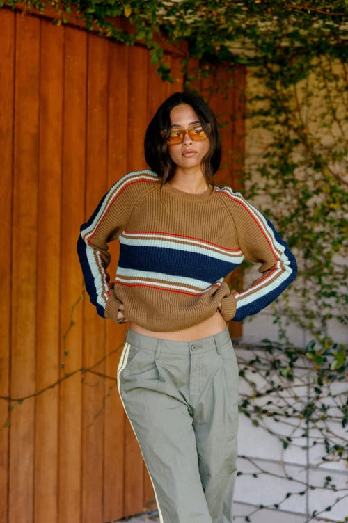Racing Stripe Crew Sweater Washed Copper