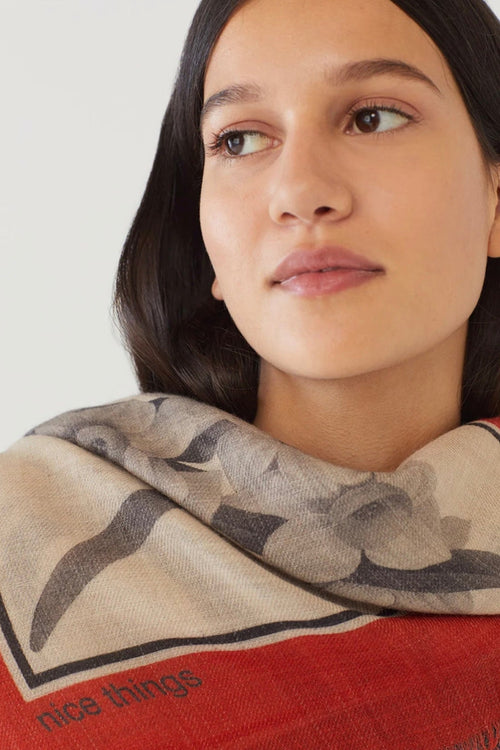 Old Flower Scarf Red