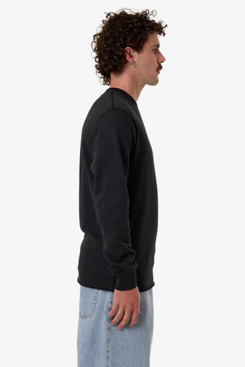 Adapted Waffle Long Sleeve Faded Black