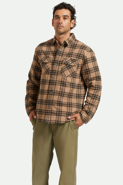 Bowery Quilted Flannel Wood Smoke Black
