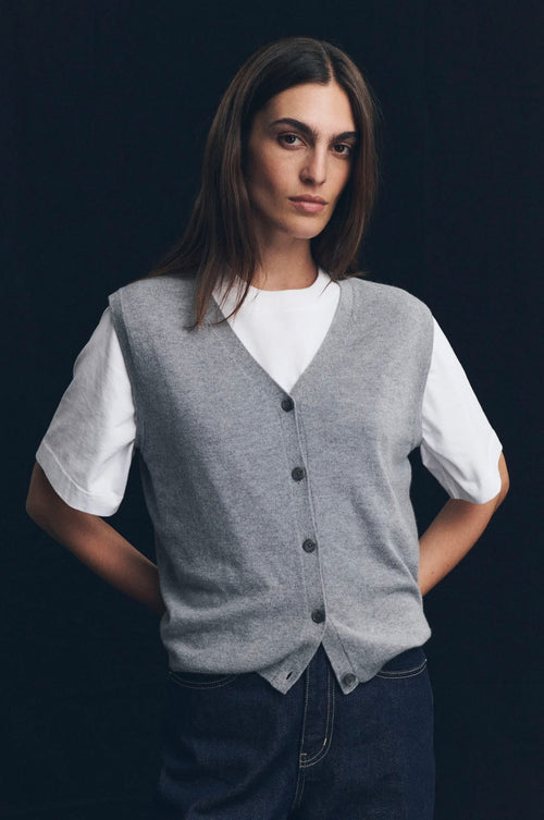 Lara Cashmere Knit Tank Grey